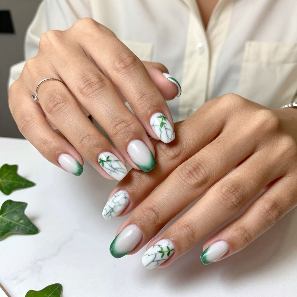 Ivy and White Marble Mix