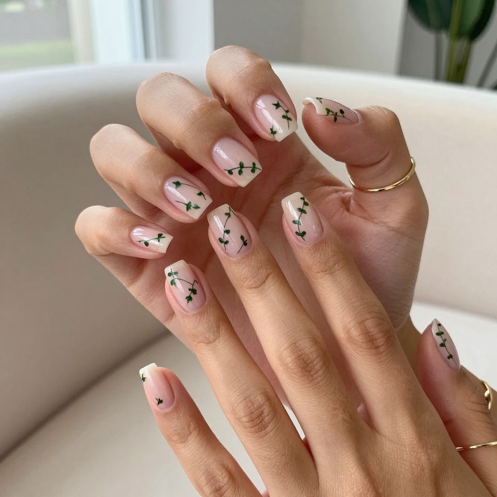 Ivy Vines on Clear Nails