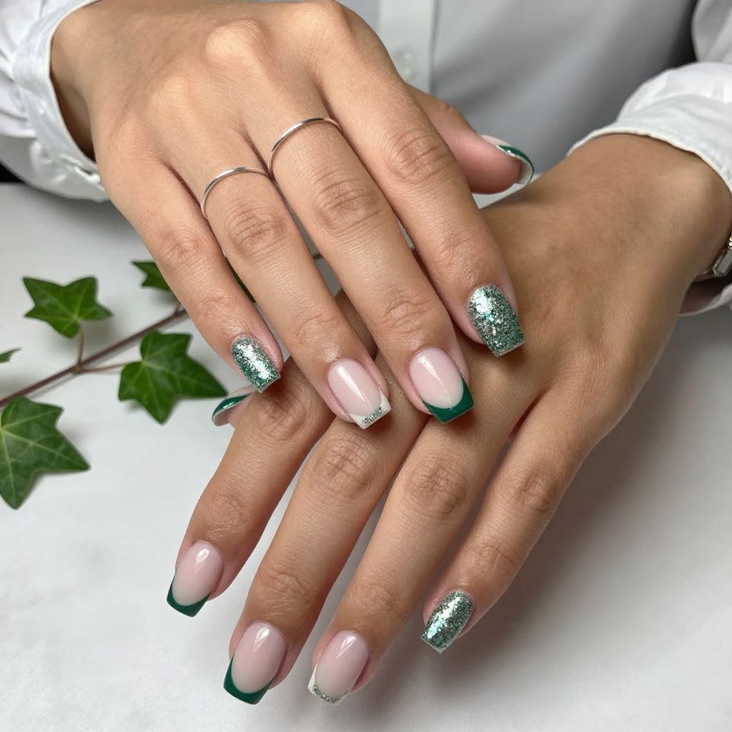 French Ivy Tip with Glitter Accent