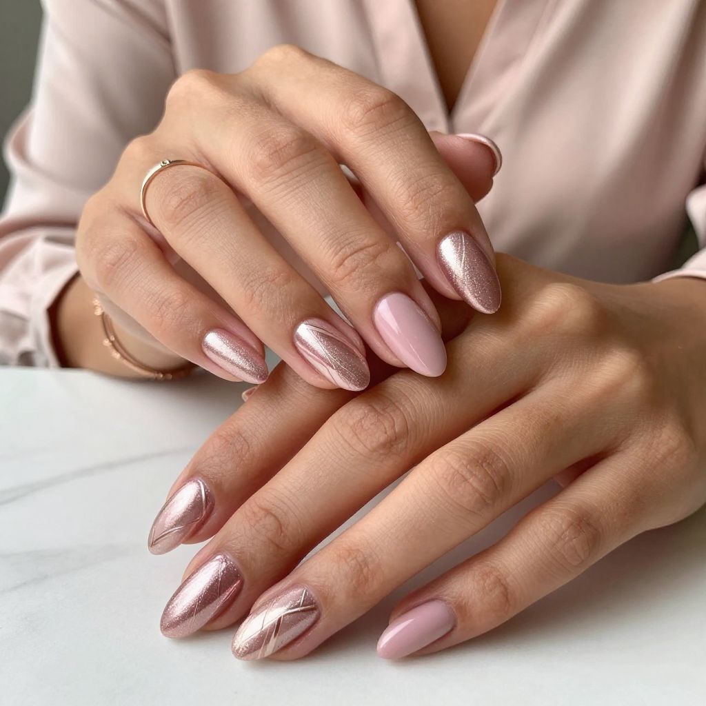 Metallic Rose Quartz Delight Nails