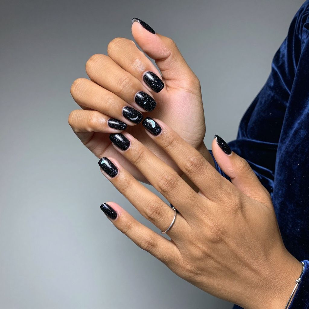 Midnight Galaxy Sparkle Nails