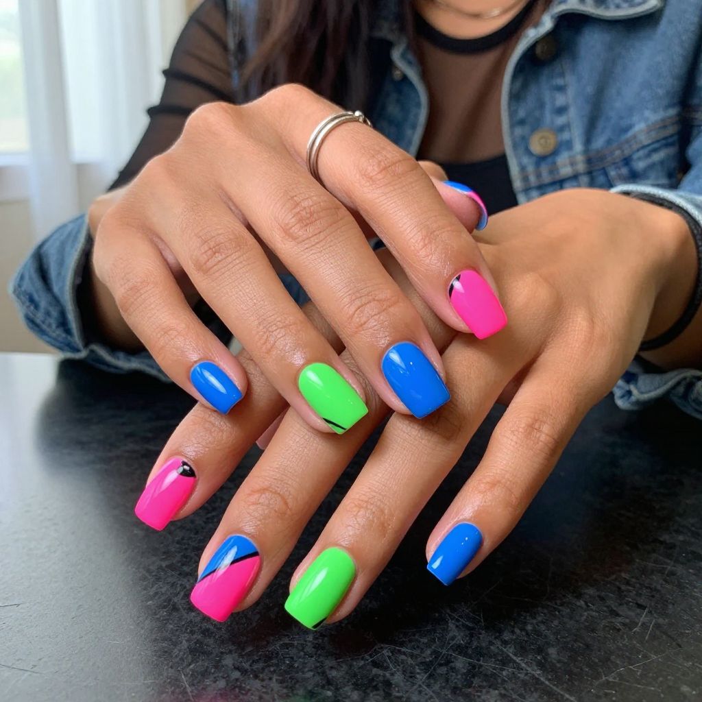 Neon Pop Art Fun Nails