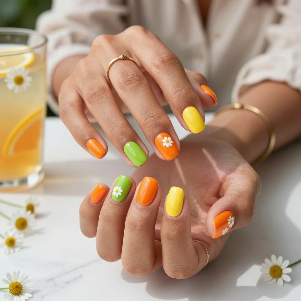 Sun Fiesta Citrus Pop Nails