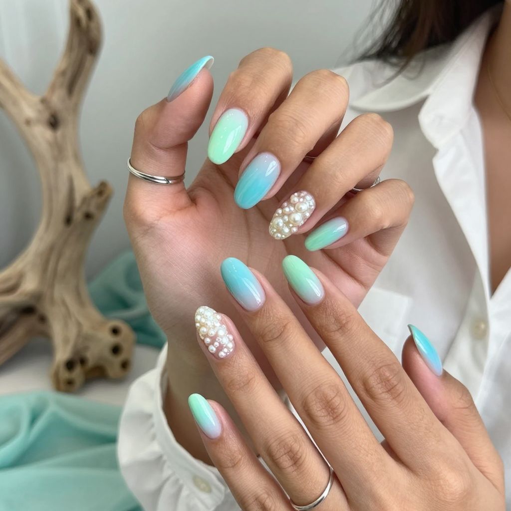 Oceanic Wave Gradient Nails