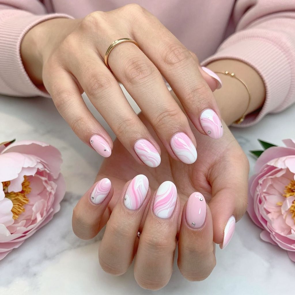 Candy Cotton Candy Swirls Nails