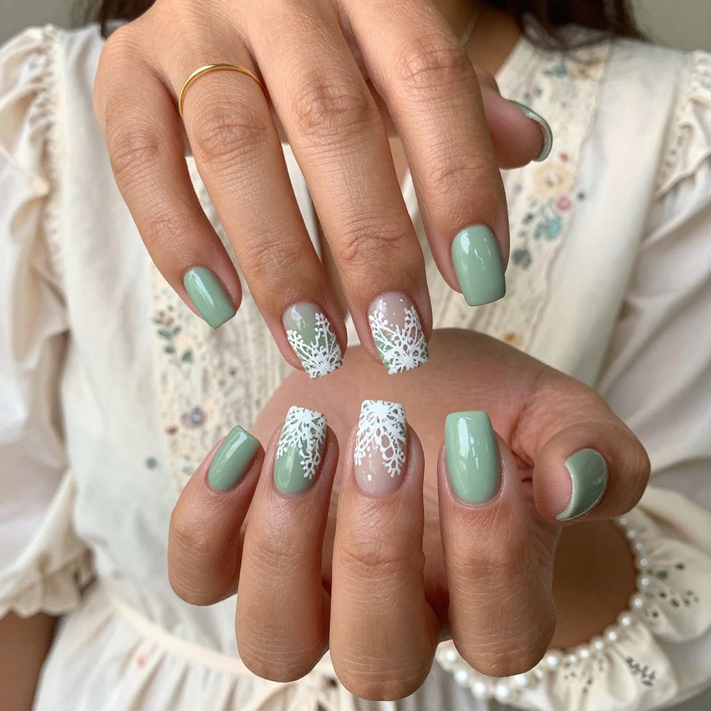 Vintage Pistachio With Lace Detail