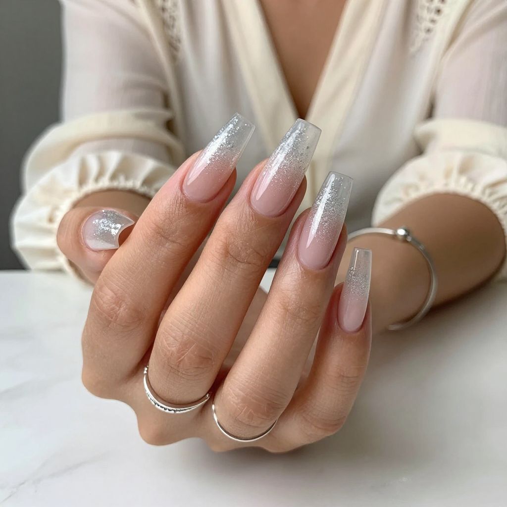 Glitter Gradient with Clear Tips