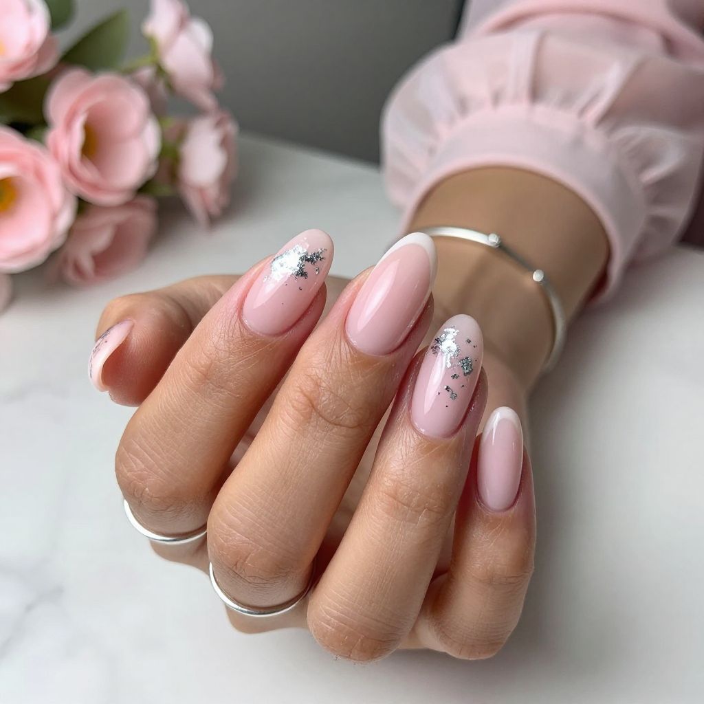 Soft Pink with Silver Foil Details
