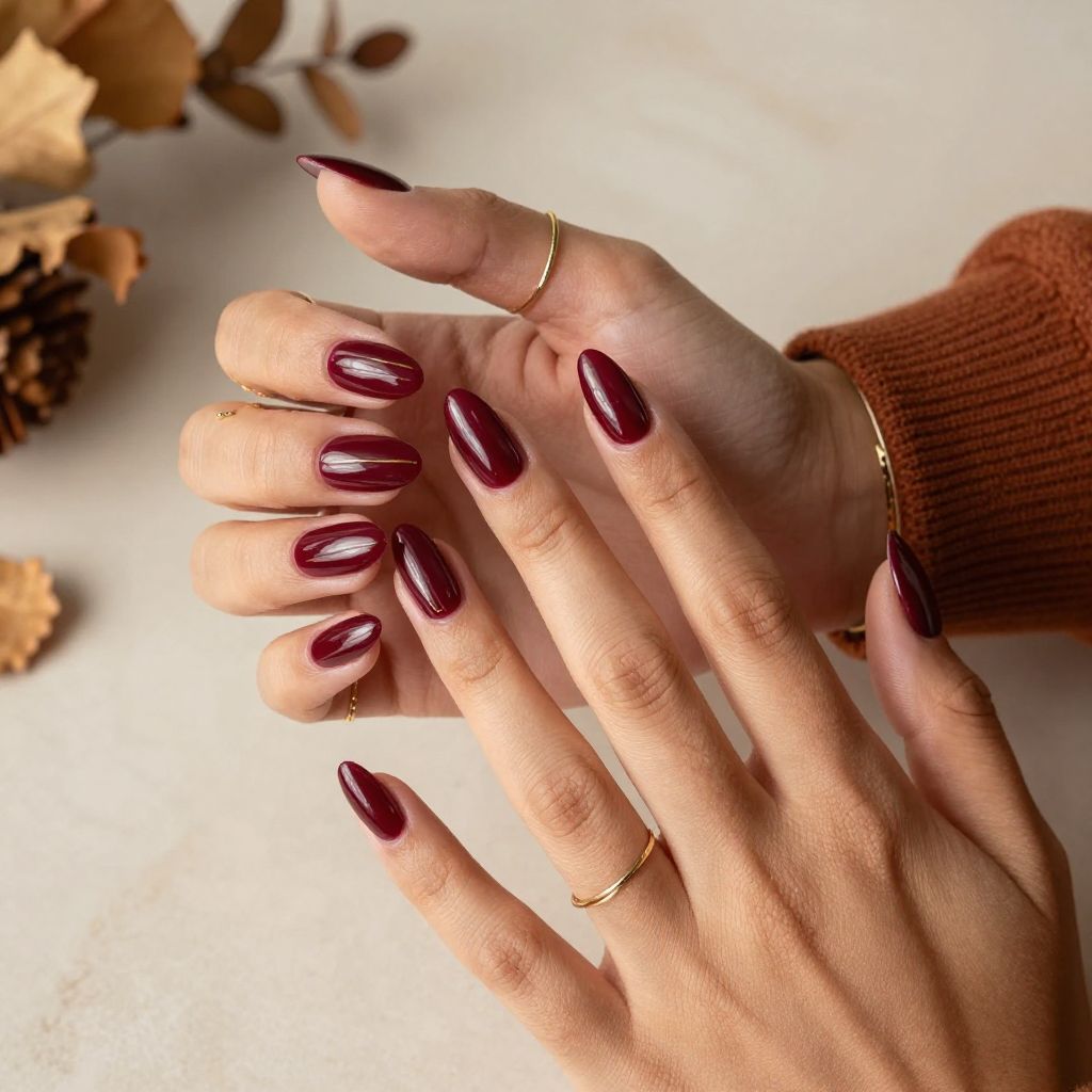 Deep Burgundy Glossy with Gold Striping Tape