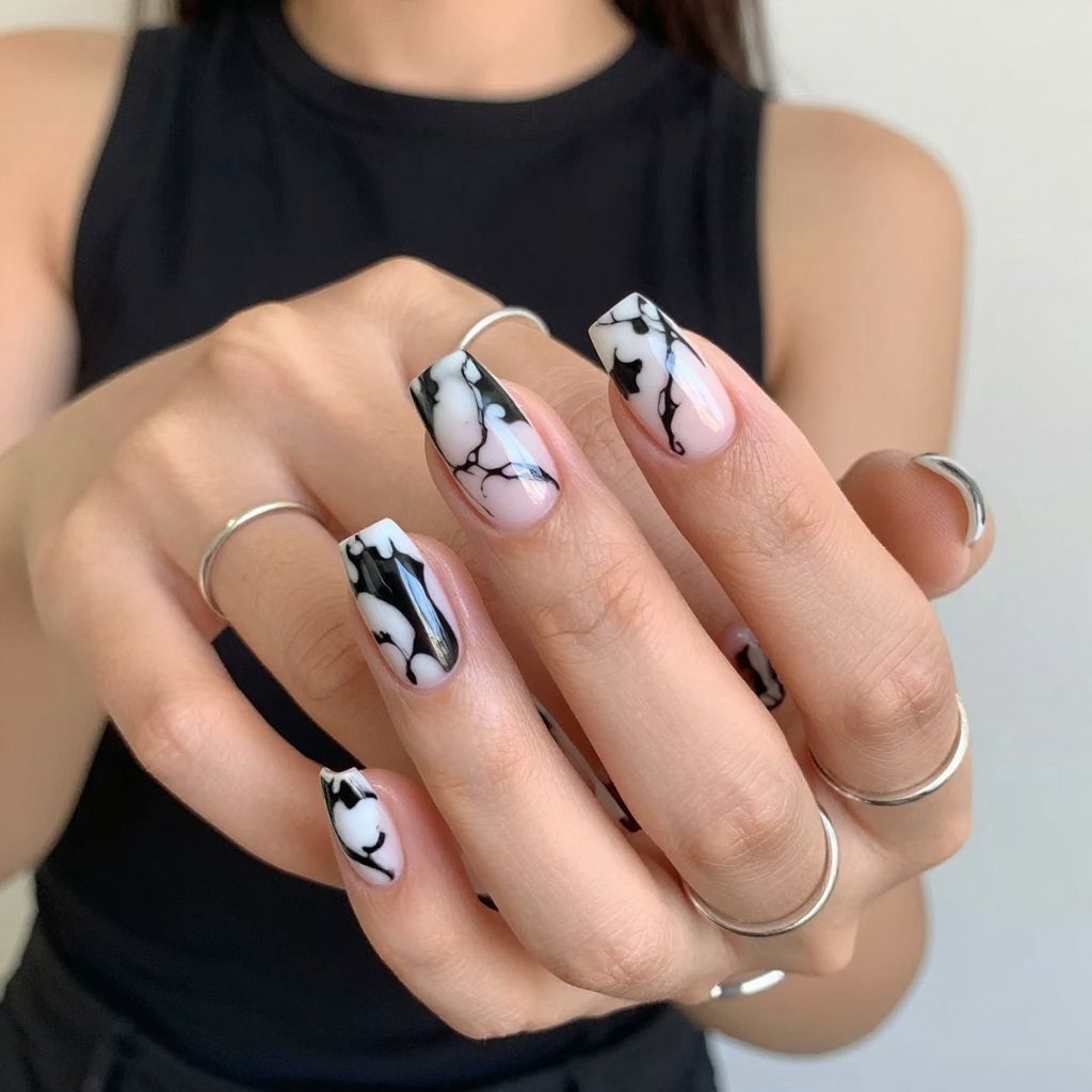 Black and White Abstract Marble
