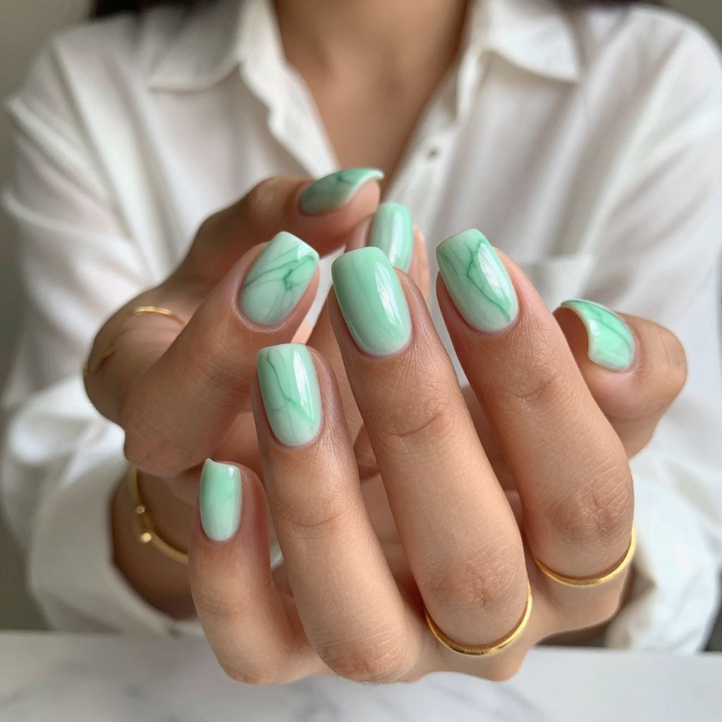 Mint Green Marble Whispers