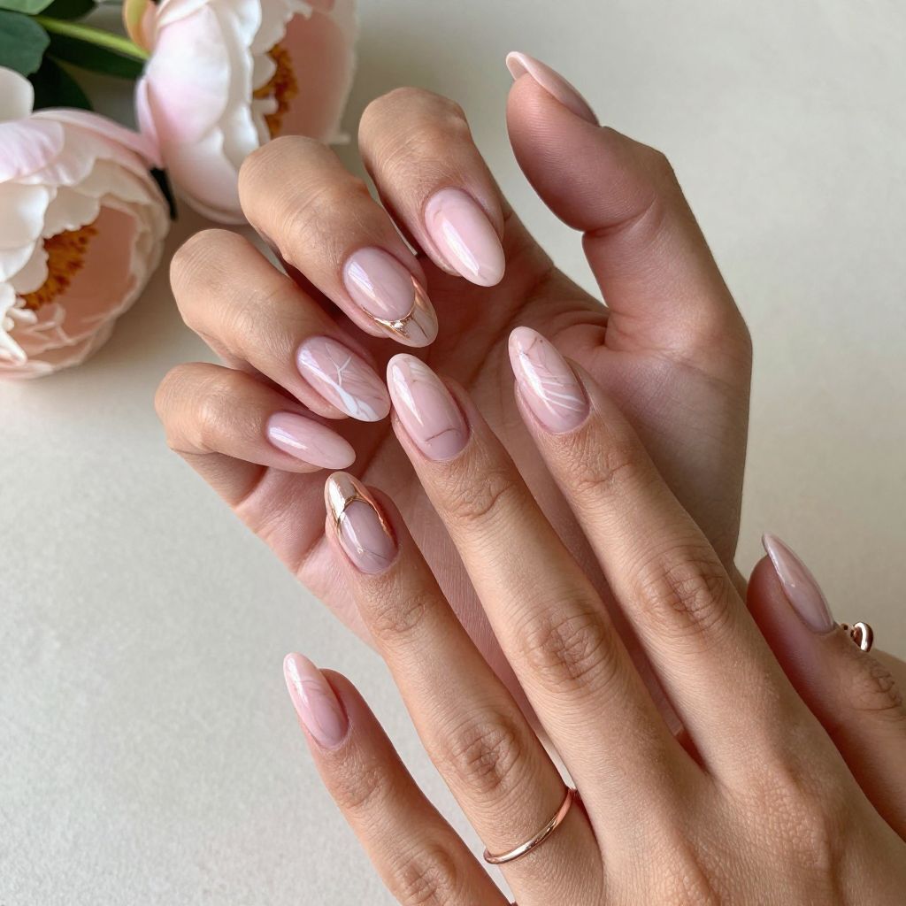 Blush Marble with Chrome Accents