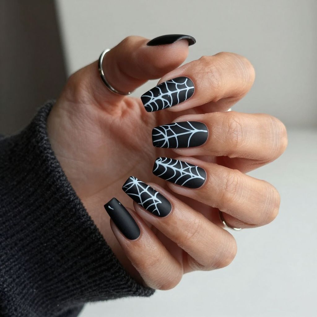 Matte Black Spider Web Art