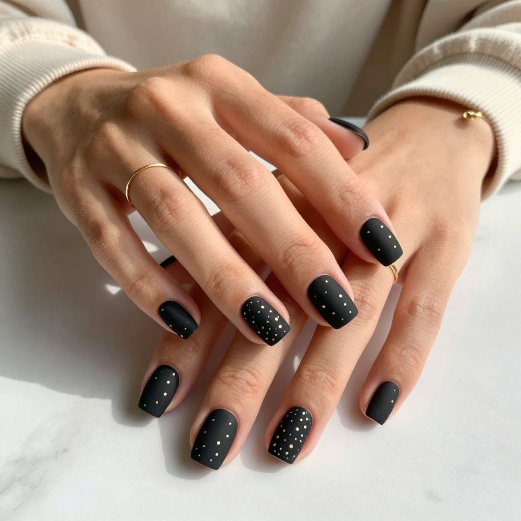 Matte Black with Matte Gold Dots