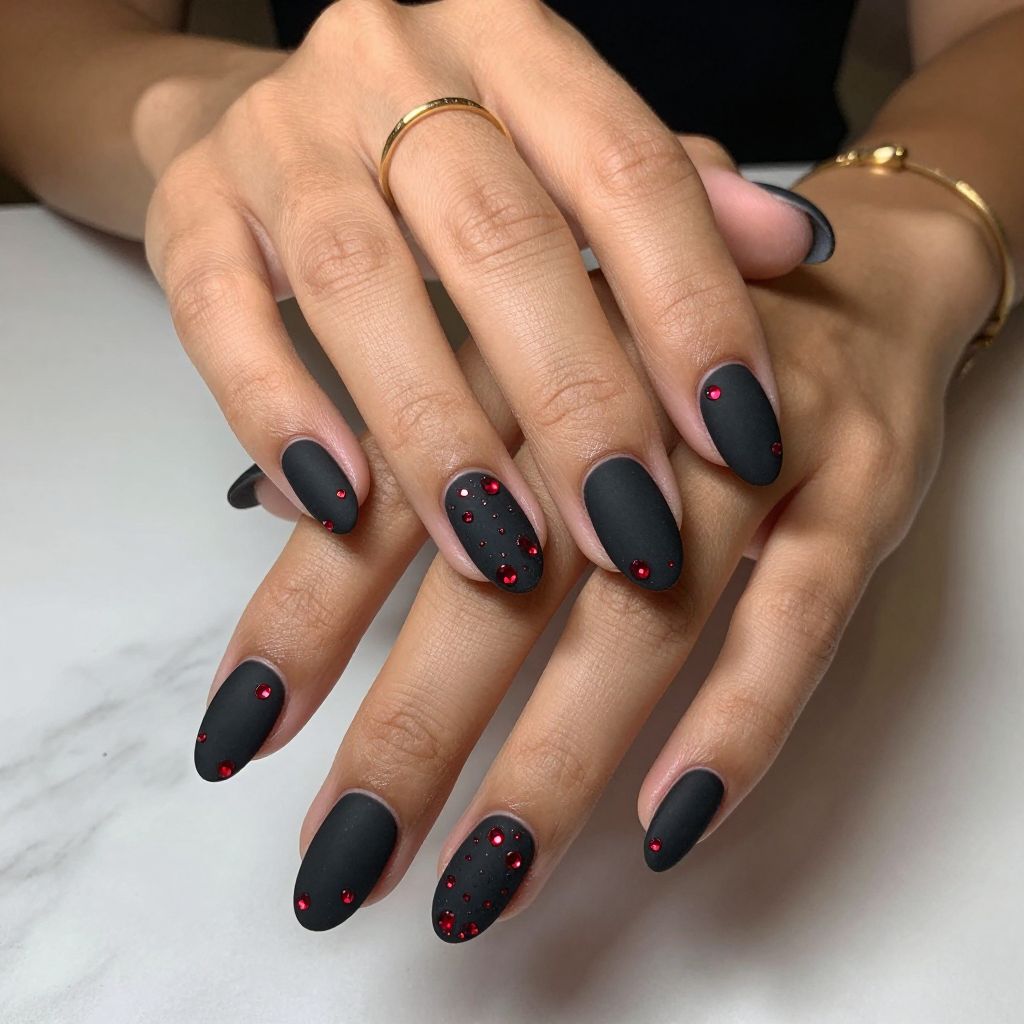 Matte Black with Ruby Red Gems