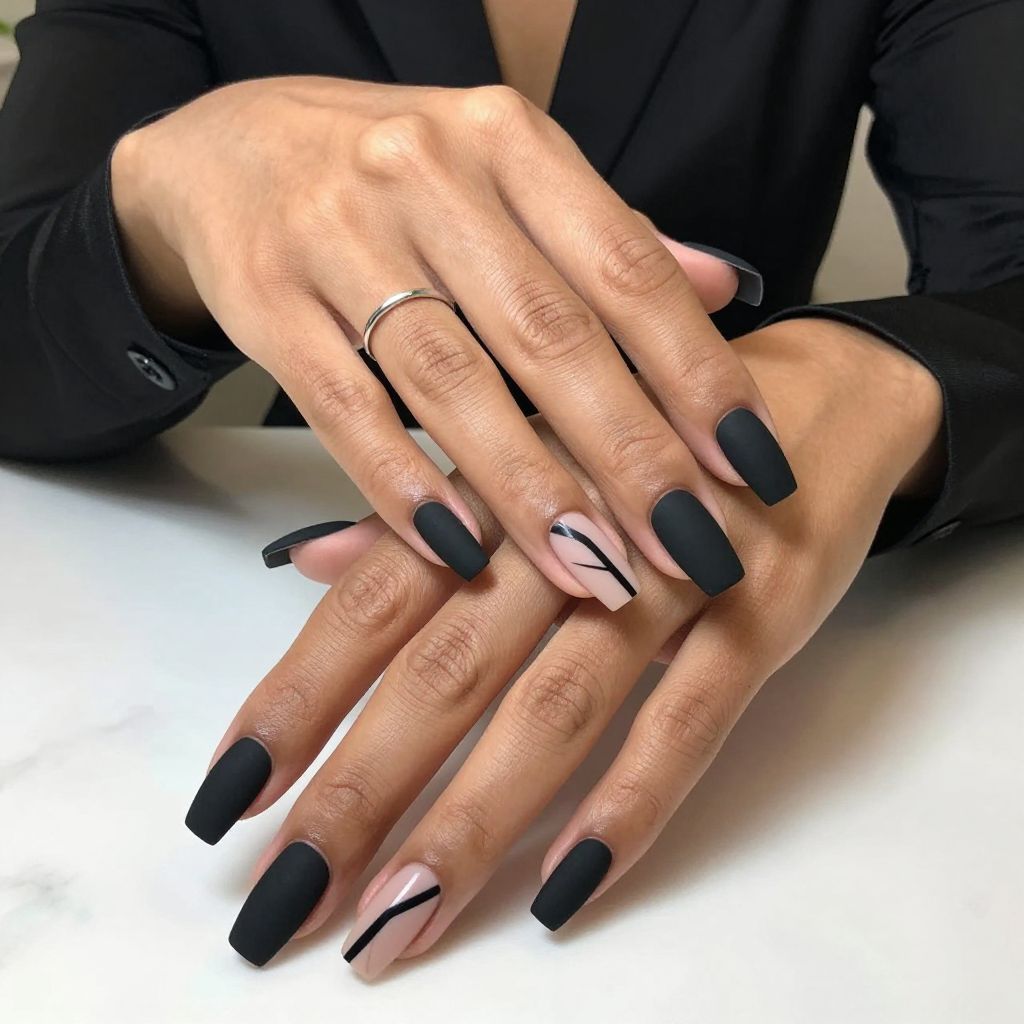 Matte Black with Negative Space Slashes