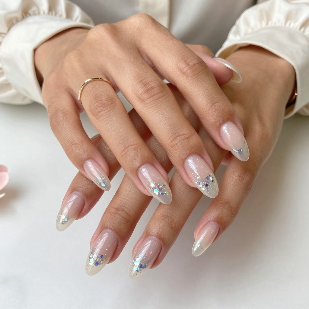 Clear Nails with Floating Glitter Scales