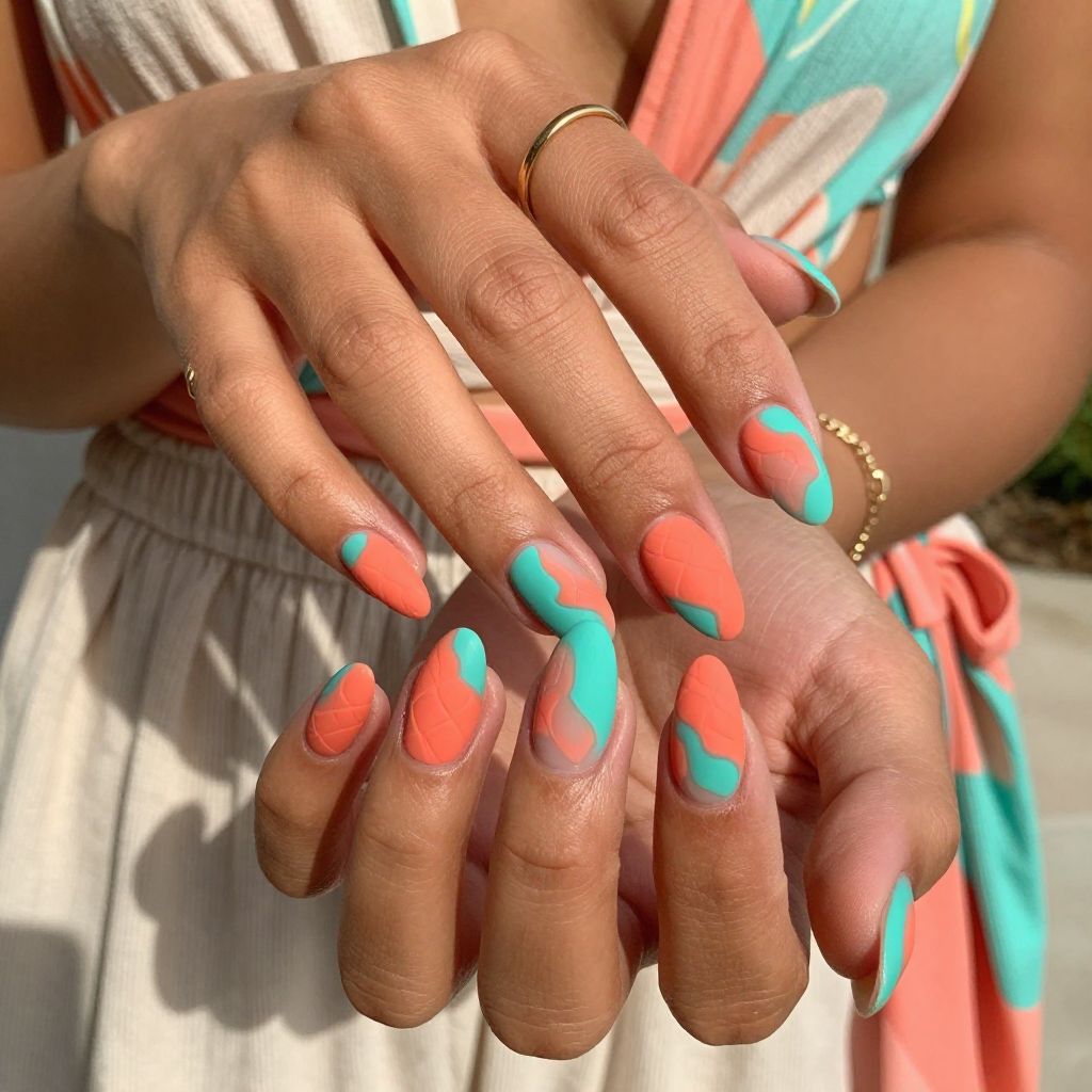 Coral and Teal Mix with Matte Finish