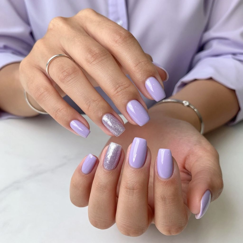 Soft Lilac with Glitter Gradient Accent