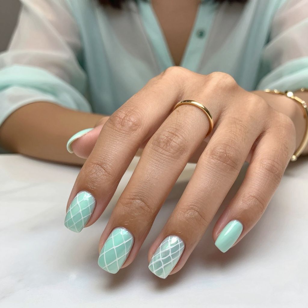 Mint Green with Pearlized Mesh Art