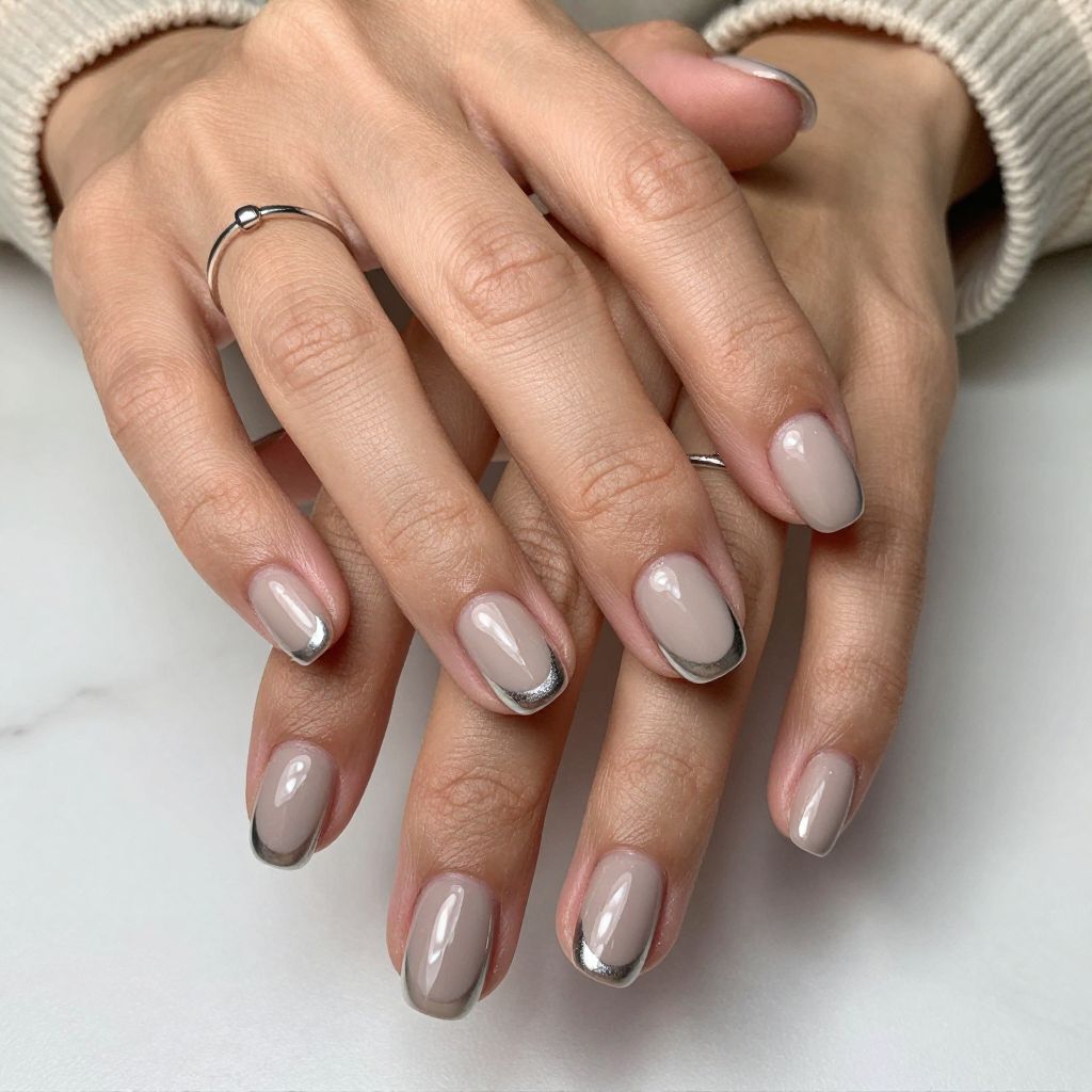 Milky Taupe with Chrome Half Moons