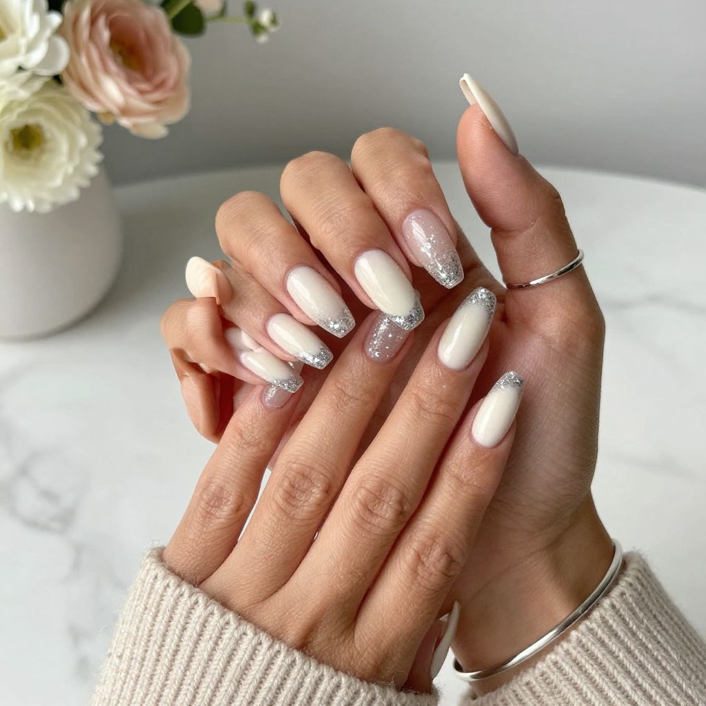 Milky Ombre with Glitter Fade