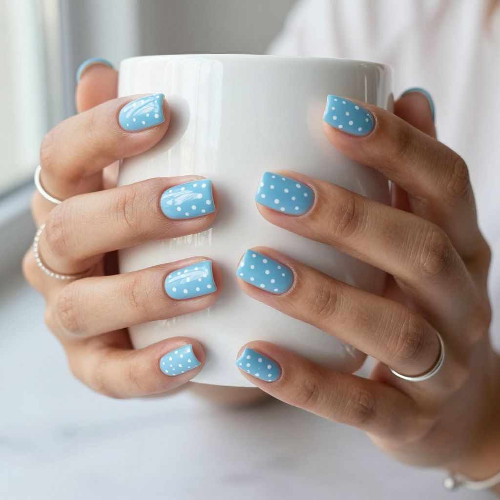 Milky Blue with White Dots