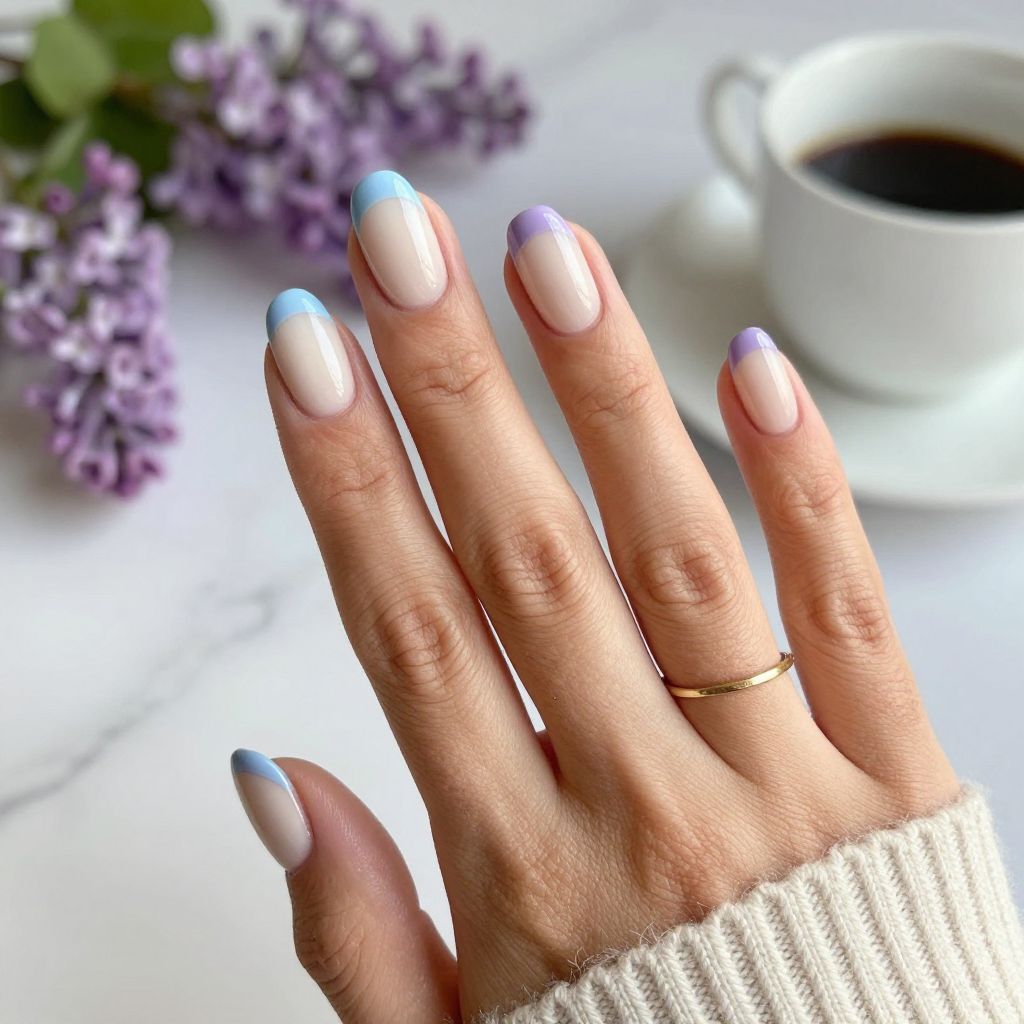 Milky French with Soft Pastel Tips
