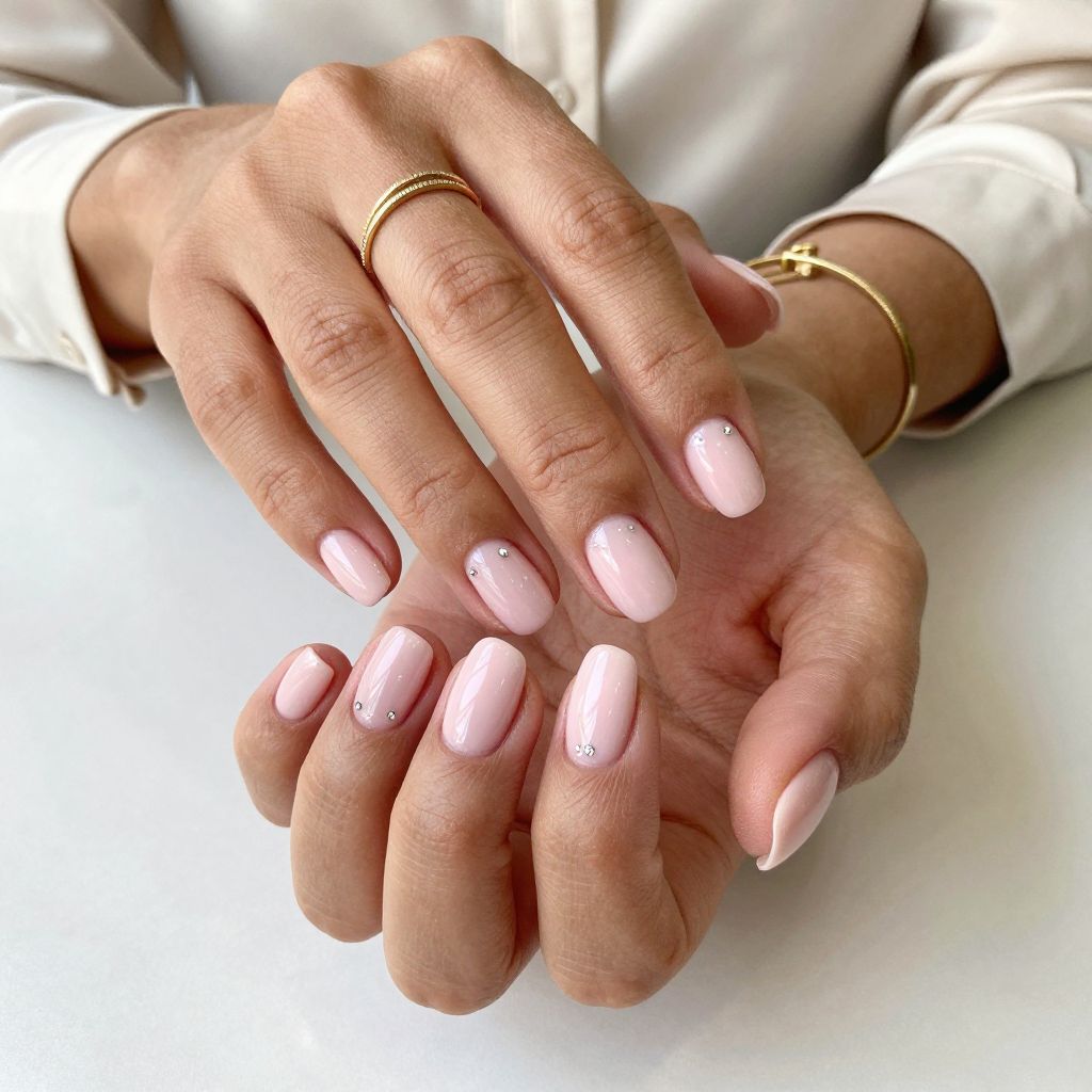 Milky Pink with Tiny Diamond Accents