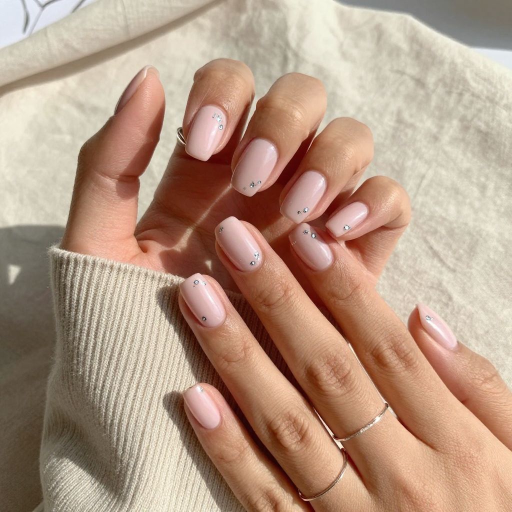Milky Pink with Glitter Dots