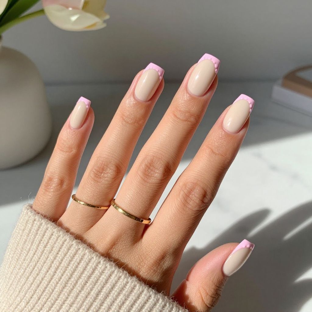 Milky Pink Scalloped French Tip