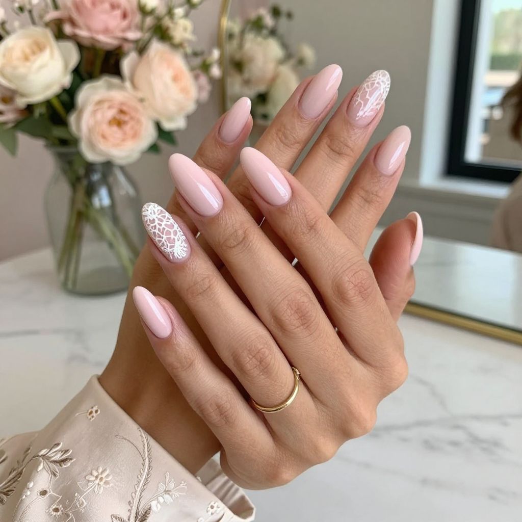 Milky Pink Lace Pattern Accent