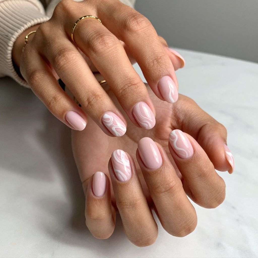 Marbled Milky Pink with Cream Swirls