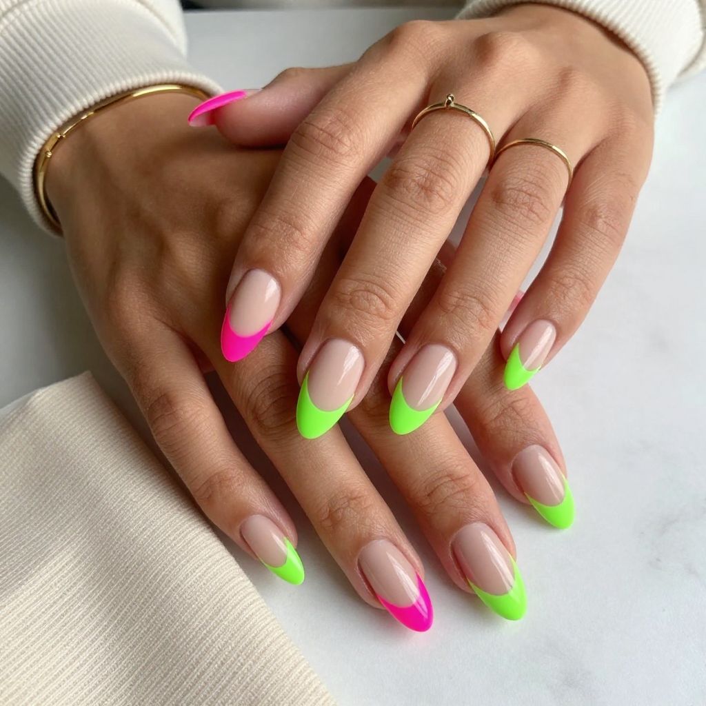 Bold Neon Tips on Matte Base