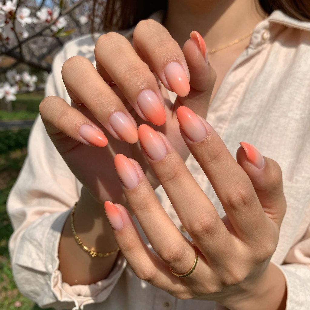 Ombre French Tips in Soft Coral