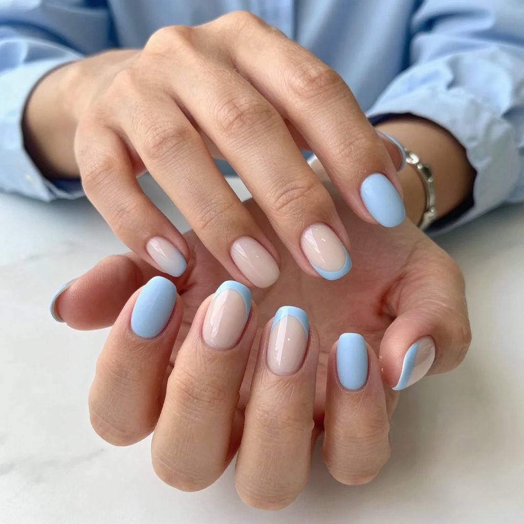 Pastel Blue Tips with Matte Finish