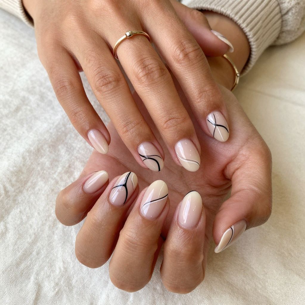 Abstract Lines on Nude Base