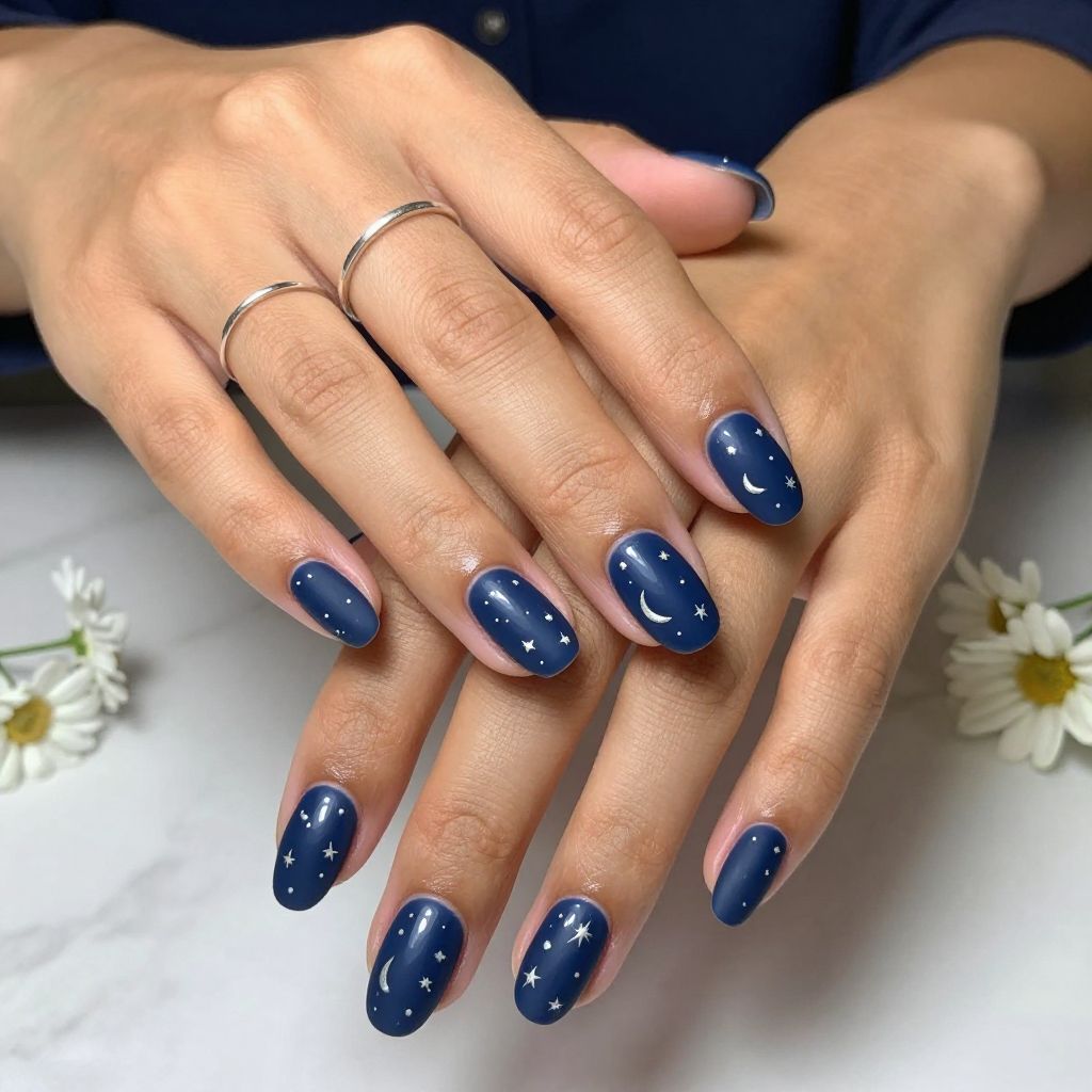 Navy Stars and Moon Celestial