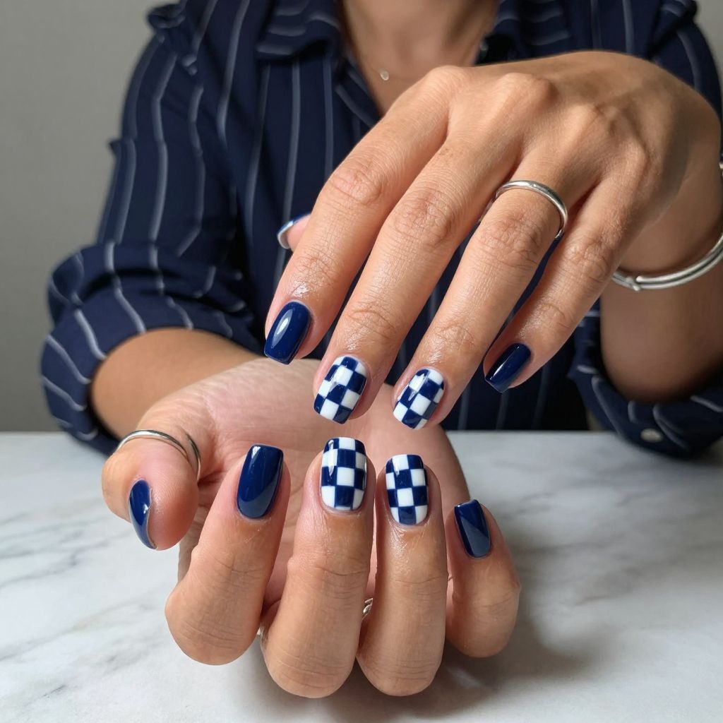 Navy Blue Checkerboard