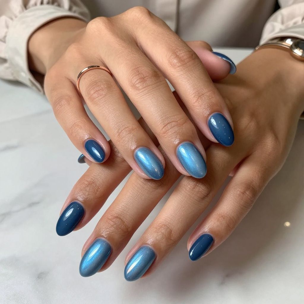 Navy Blue Gradient with Pearl Sheen