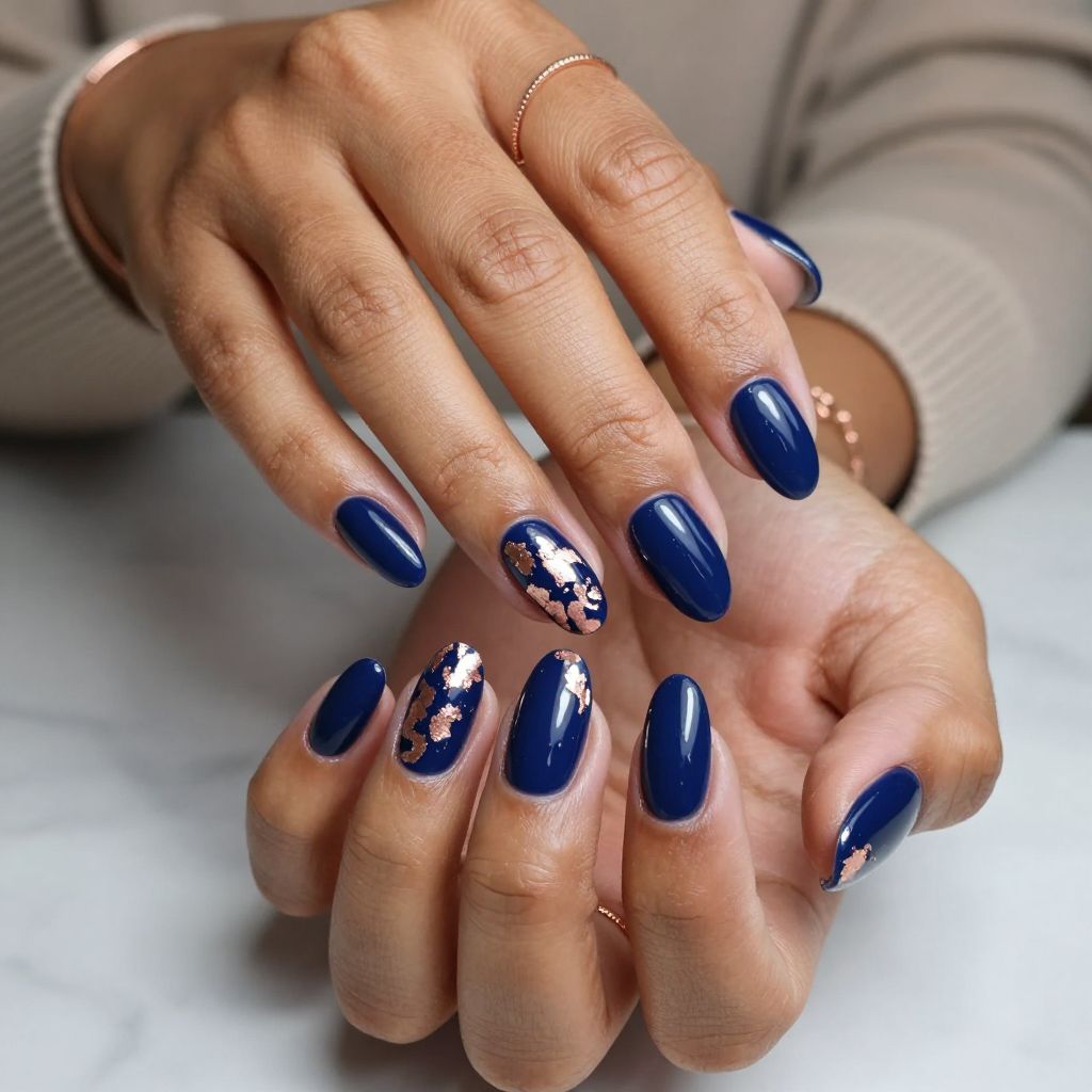 Navy Blue and Rose Gold Foil Mix