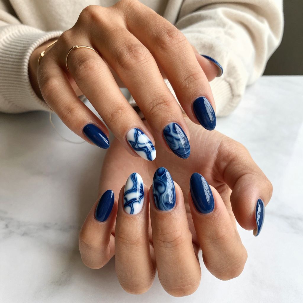 Navy Marble Elegance