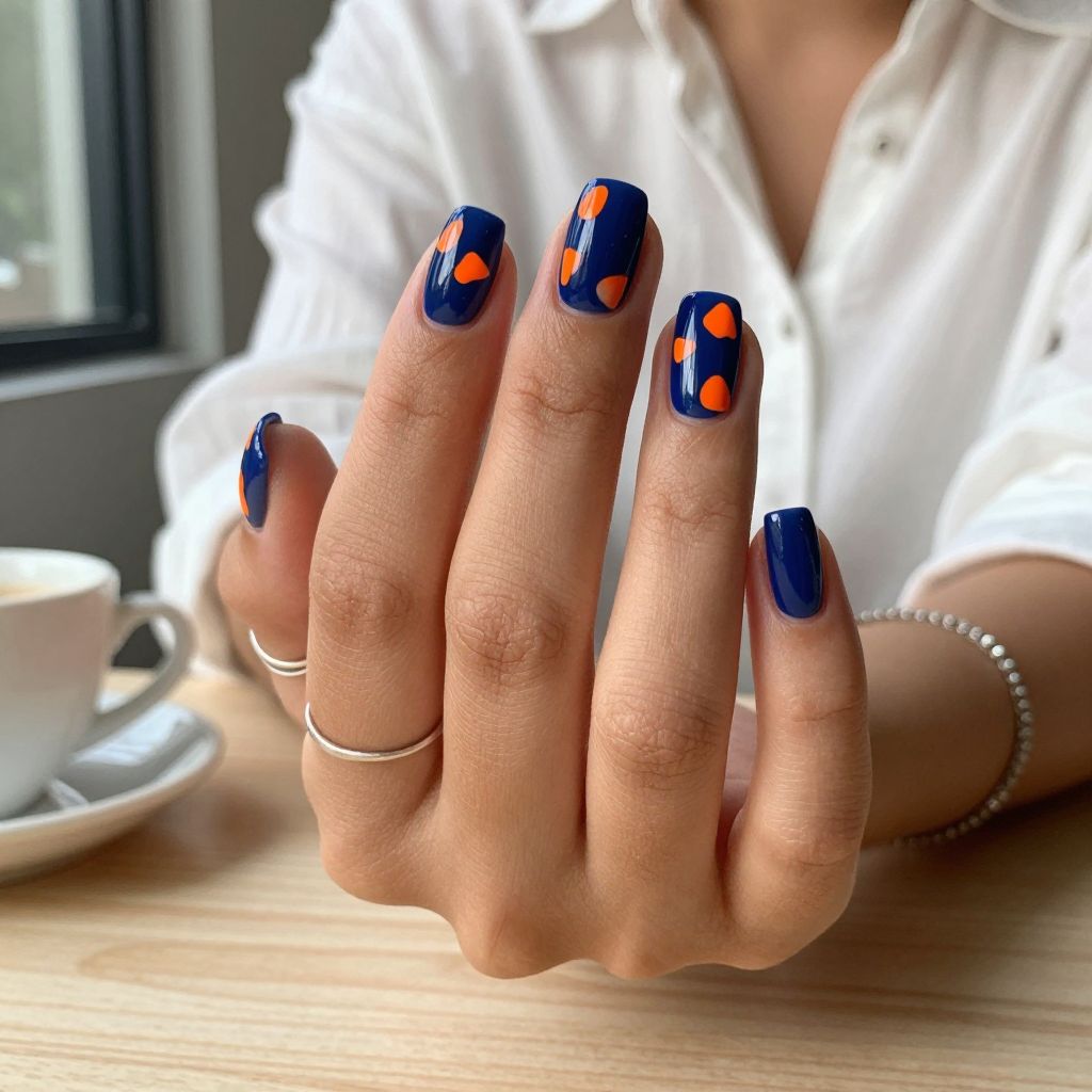 Navy and Neon Orange Abstract