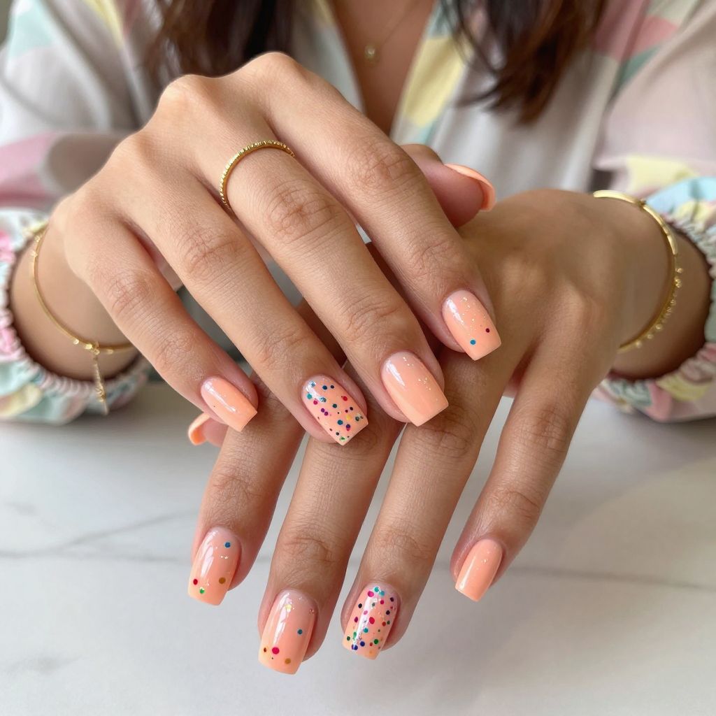 Neon Peach Confetti Sparkle