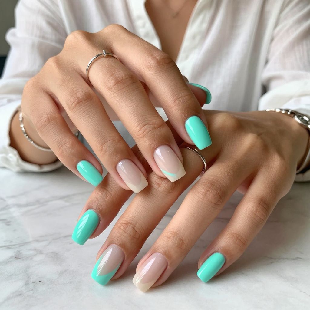 Neon Aqua Split Design