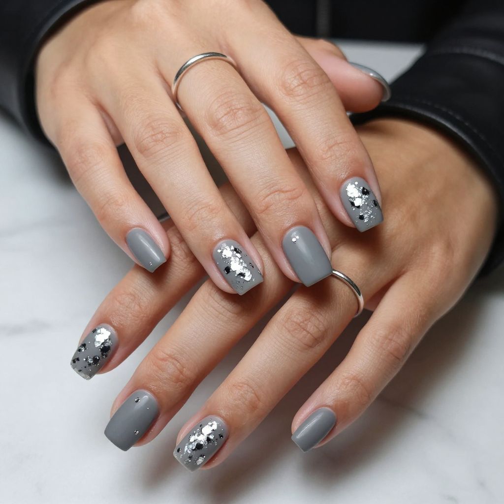 Smoky Grey with Silver Foil Chips
