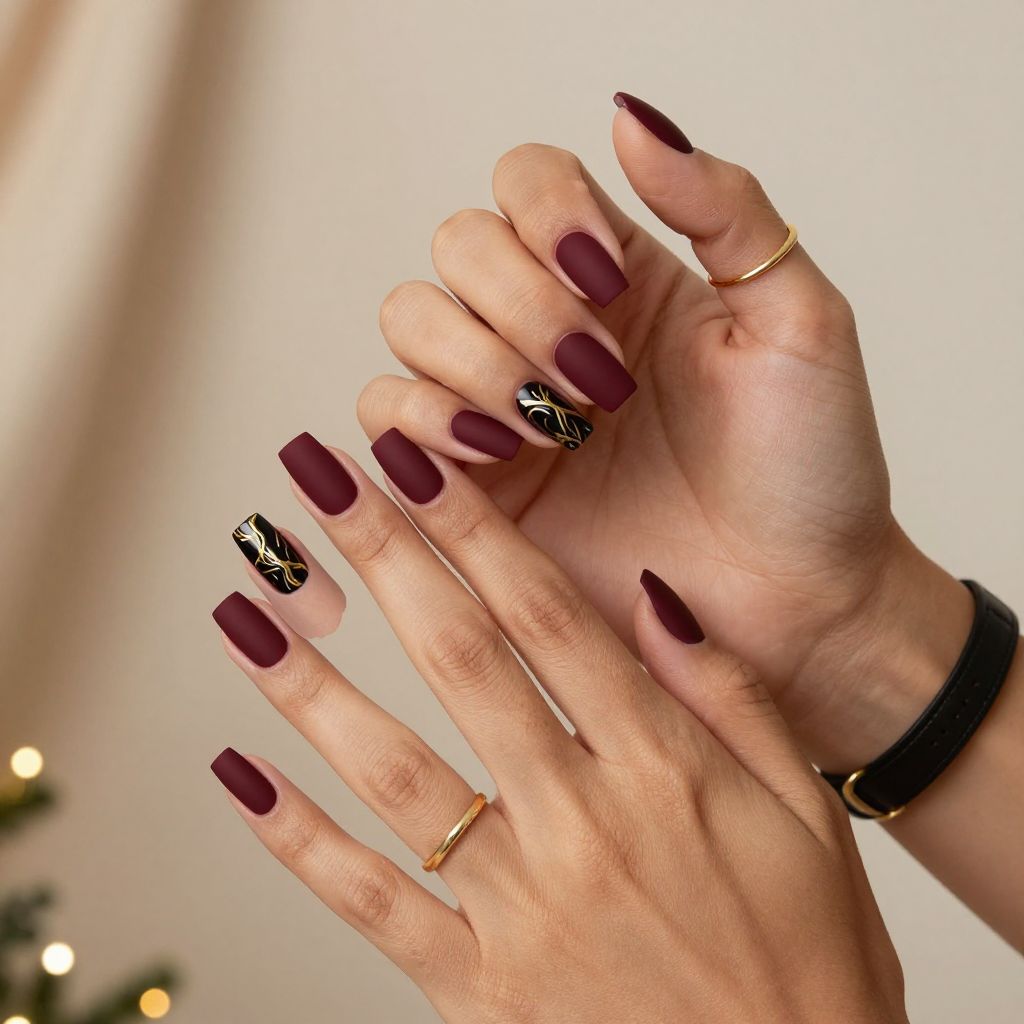 Bold Burgundy with Matte Top Coat
