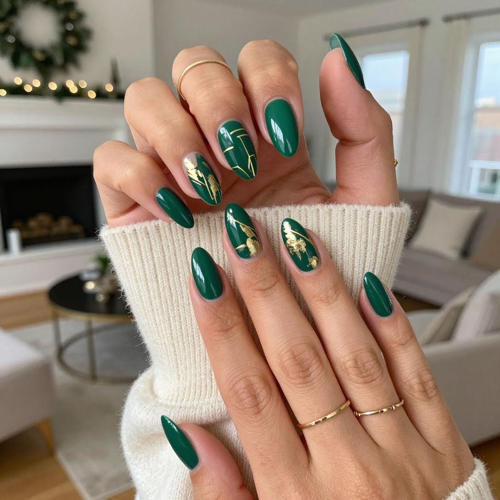 Festive Green and Gold Geometric