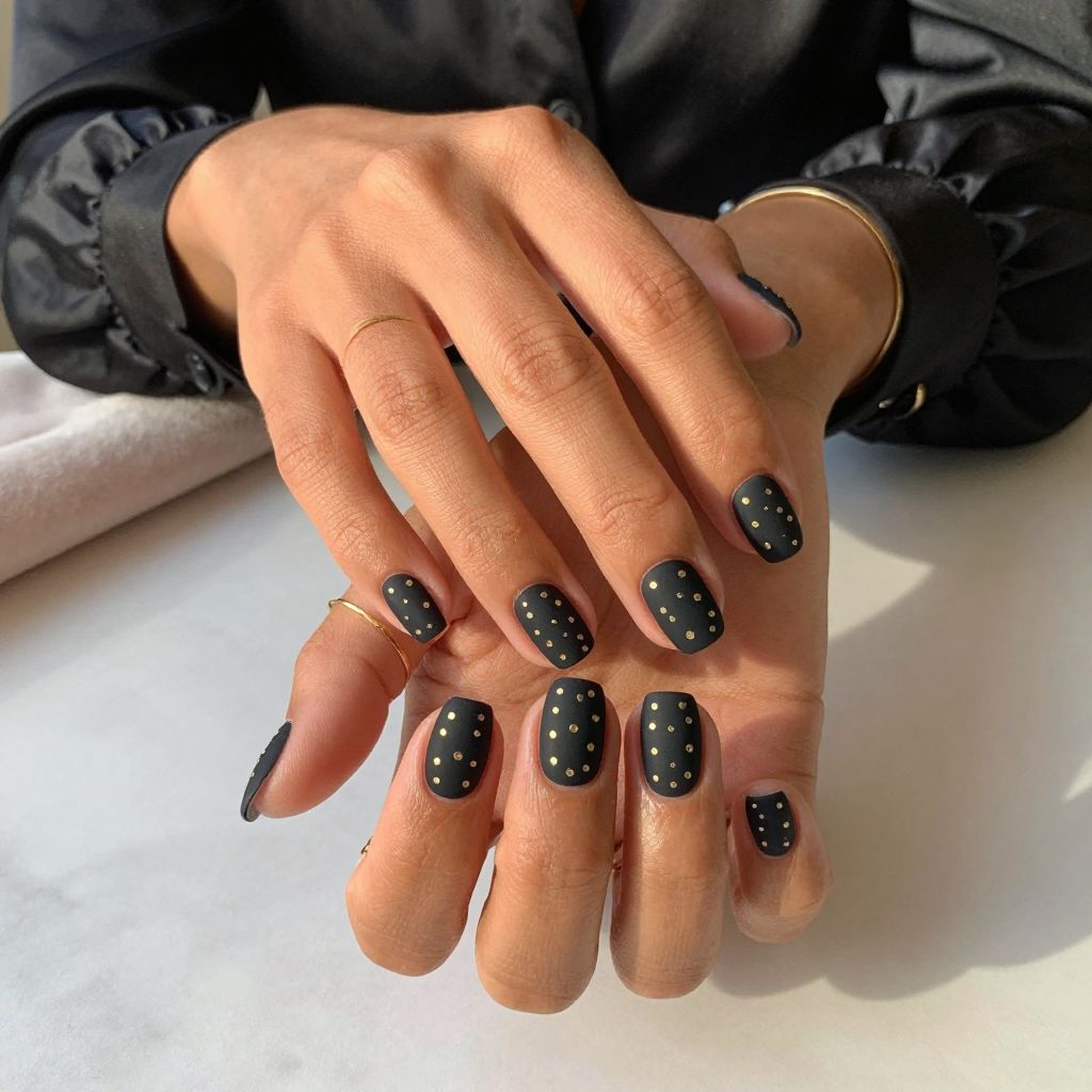 Black Matte with Gold Dots