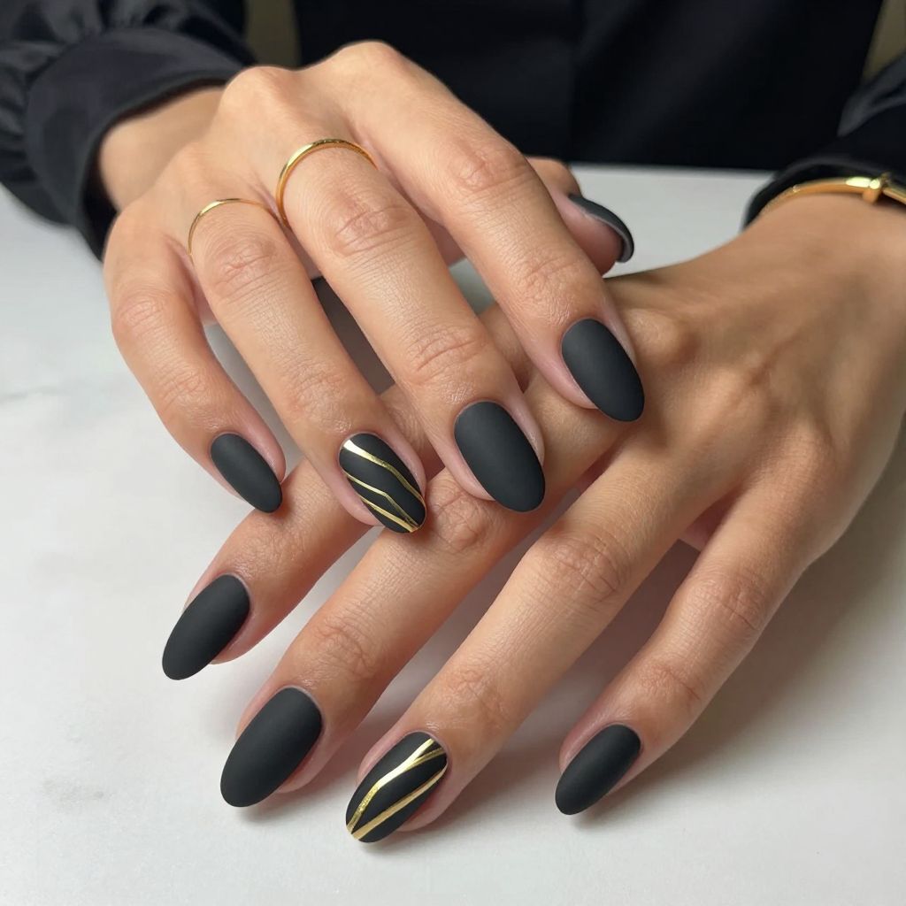 Matte Black with Gold Lines